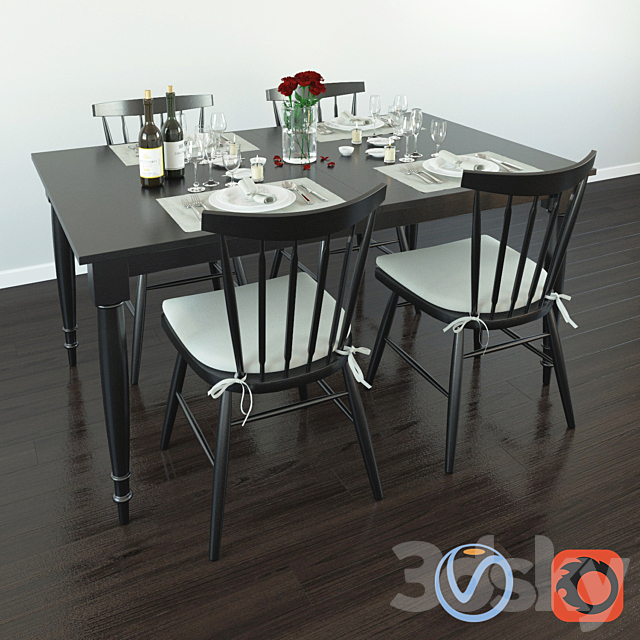 Wolcott extention dining table 3DSMax File - thumbnail 1