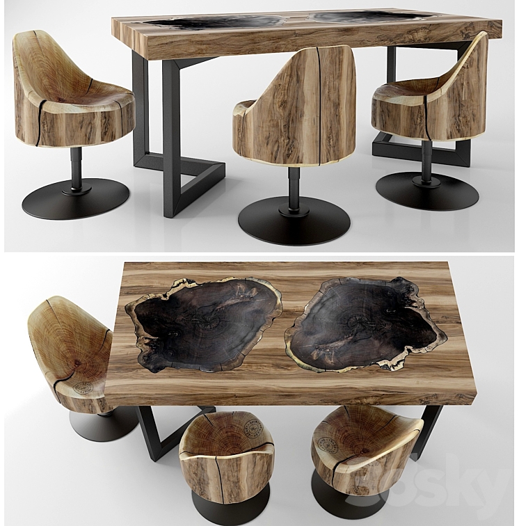 Wood table 3DS Max - thumbnail 2