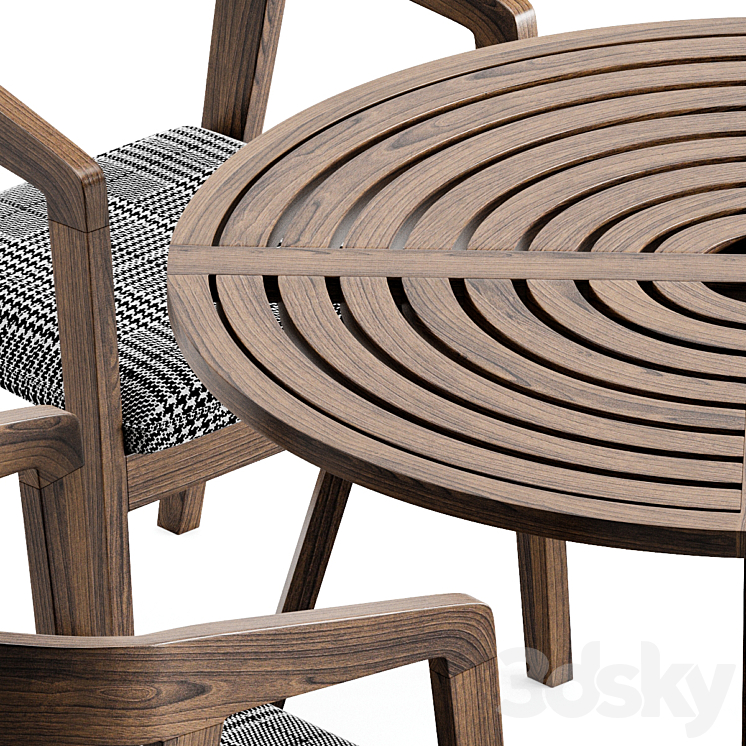 Wood table chair 3DS Max - thumbnail 2