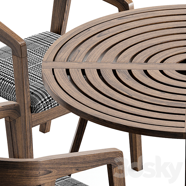 Wood table chair 3DSMax File - thumbnail 2