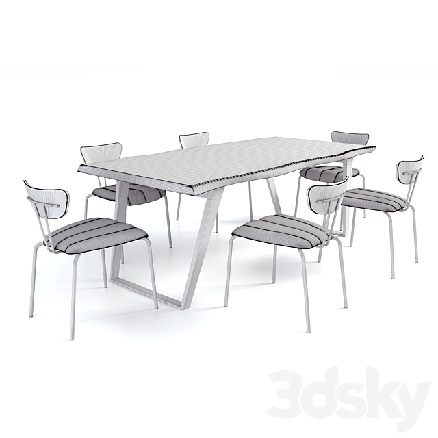 Wooden Dining Table 3DSMax File - thumbnail 2