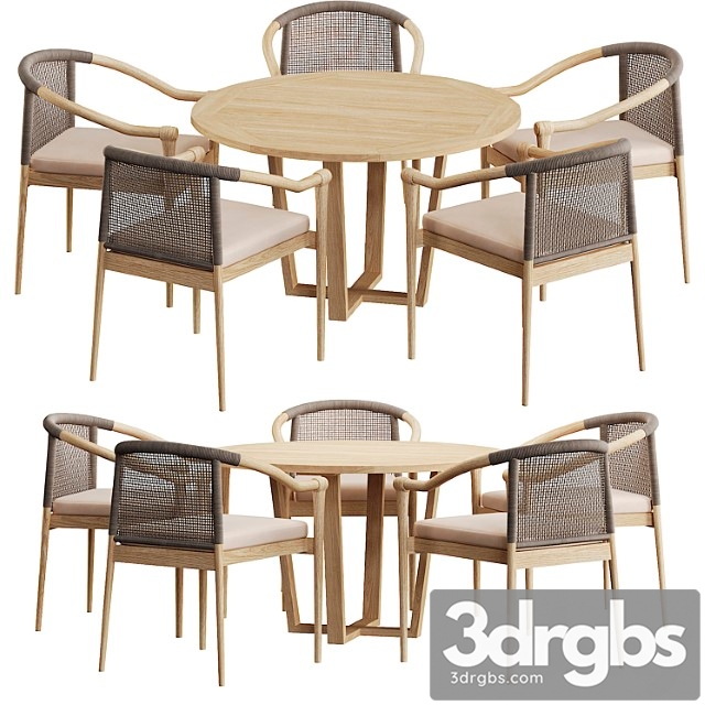 Wooden outdoor dining sets round dining table with 5 chairs - thumbnail 1