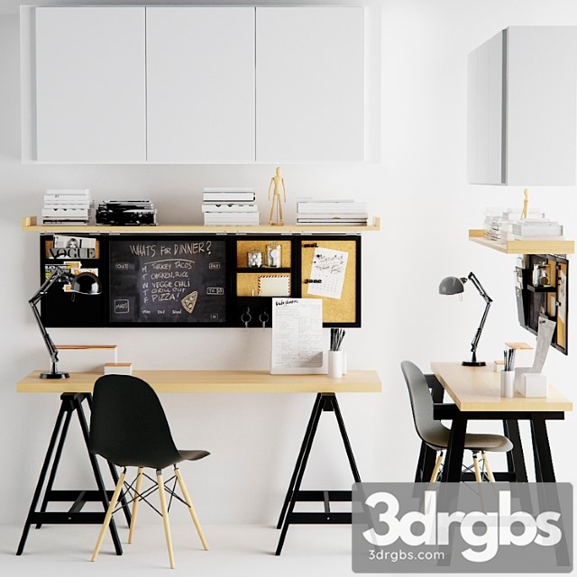 Work desk with decor 2 3dsmax Download - thumbnail 1