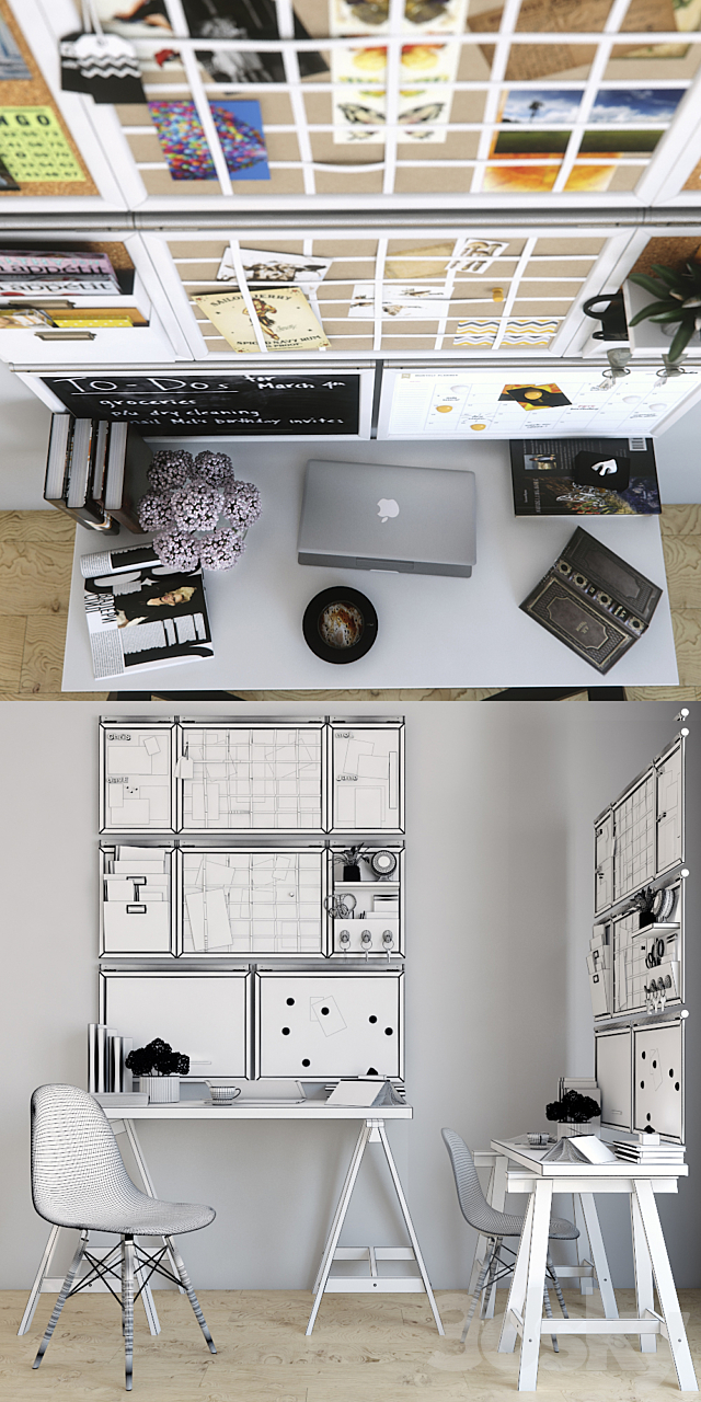 Working table with filling 3DS Max Model - thumbnail 3