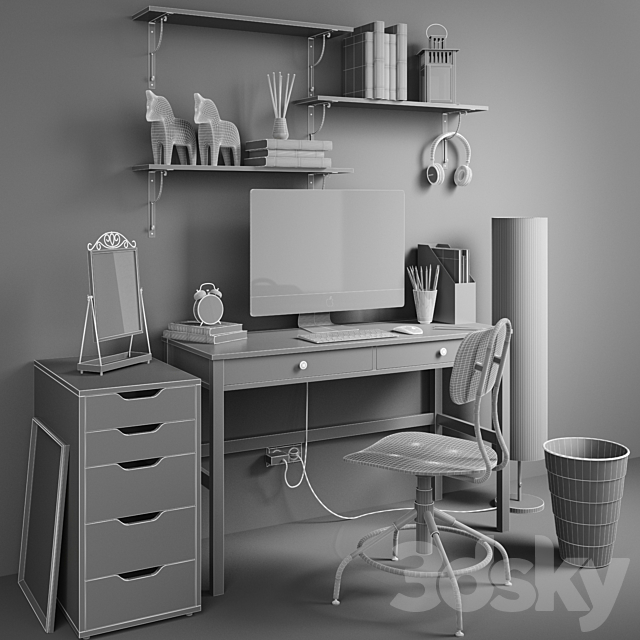 workplace 3DS Max Model - thumbnail 2