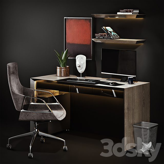 Workplace with Graph Chair 3ds Max - thumbnail 1