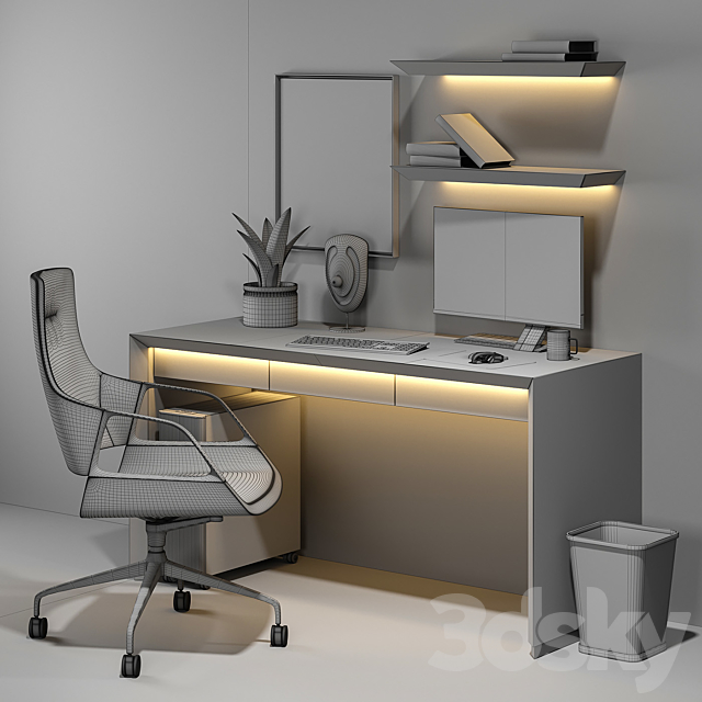 Workplace with Graph Chair 3ds Max - thumbnail 3