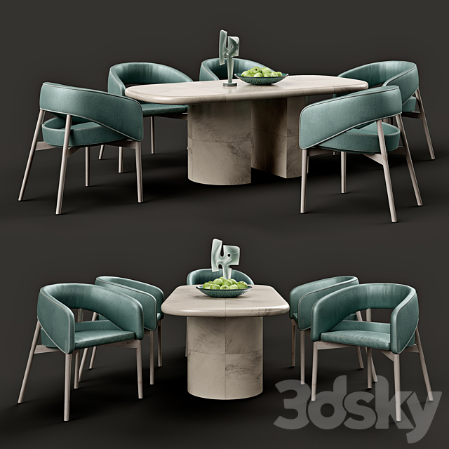 Wrapped dinning table and Dino chair 3DSMax File - thumbnail 1