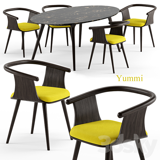 Yuumi chair and Ademar table – Bross Italy 3DSMax File - thumbnail 1