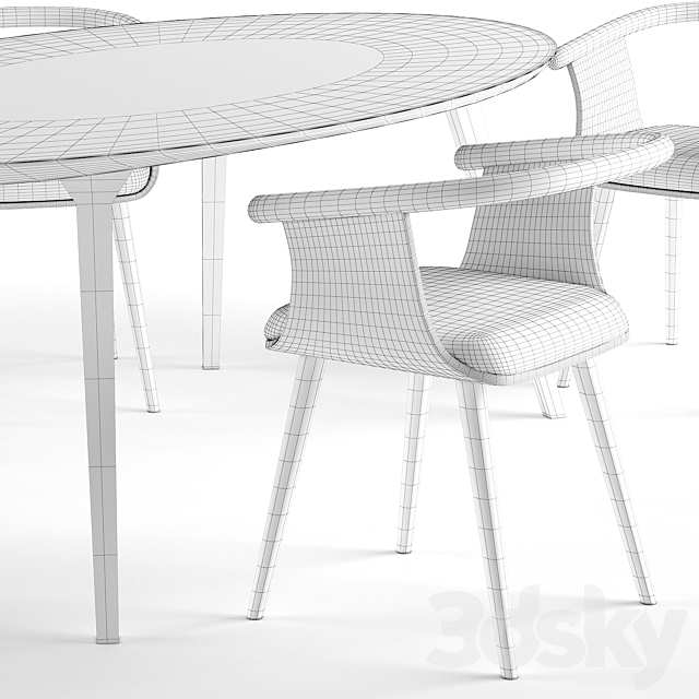 Yuumi chair and Ademar table – Bross Italy 3DSMax File - thumbnail 3