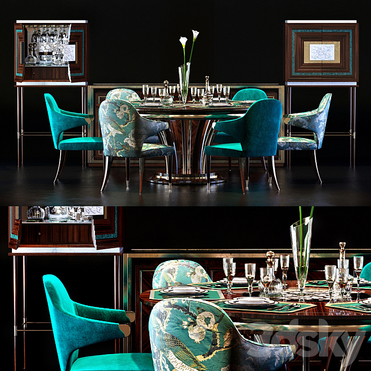 Zanaboni Contemporary Dining Set 3DS Max - thumbnail 1