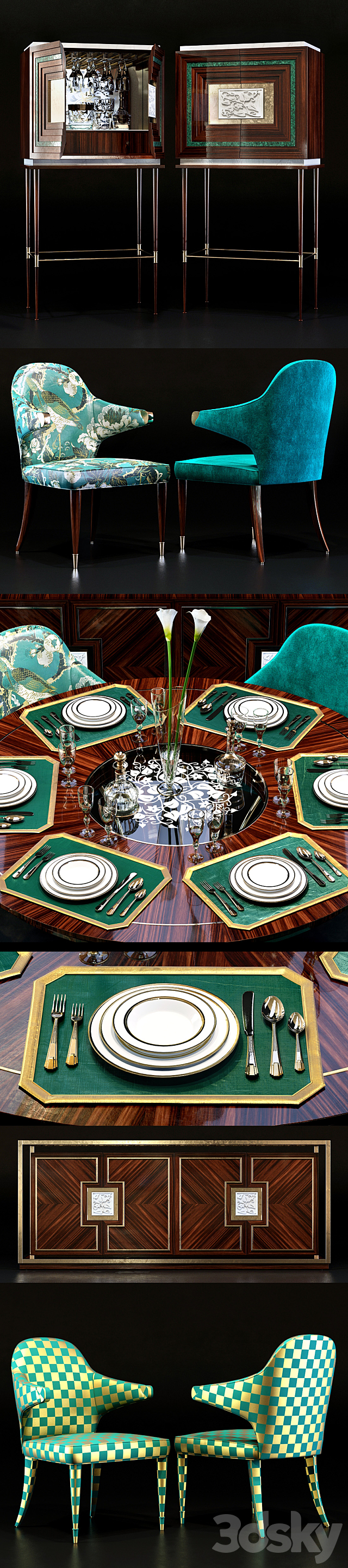 Zanaboni Contemporary Dining Set 3DSMax File - thumbnail 2