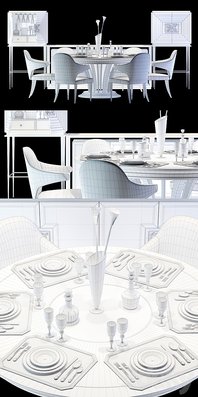 Zanaboni Contemporary Dining Set 3DSMax File - thumbnail 3