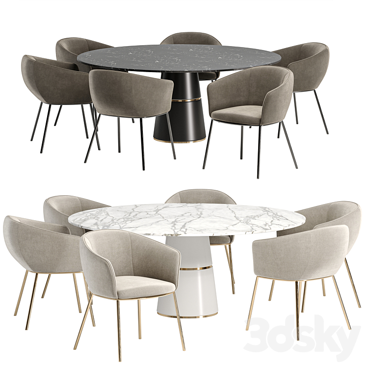 Zara dinning set 3DS Max Model - thumbnail 1