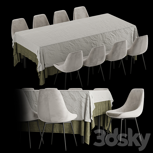 Zara home table + East Side chair | Table set 3DSMax File - thumbnail 1