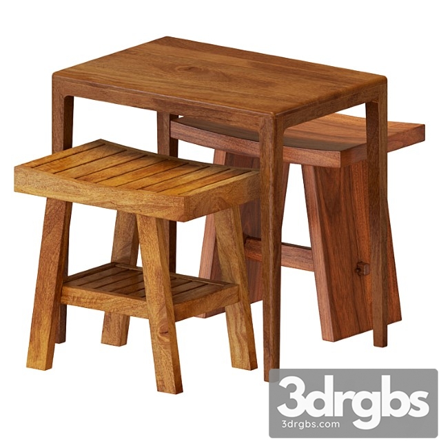 Zara wooden table and stools - thumbnail 1