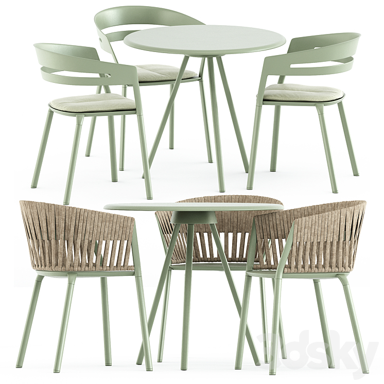 Zebra Round table and Ria Dining armchair by Fast 3DS Max Model - thumbnail 1