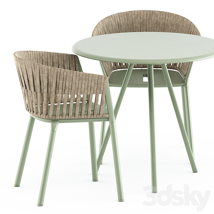 Zebra Round table and Ria Dining armchair by Fast 3DS Max Model - thumbnail 2