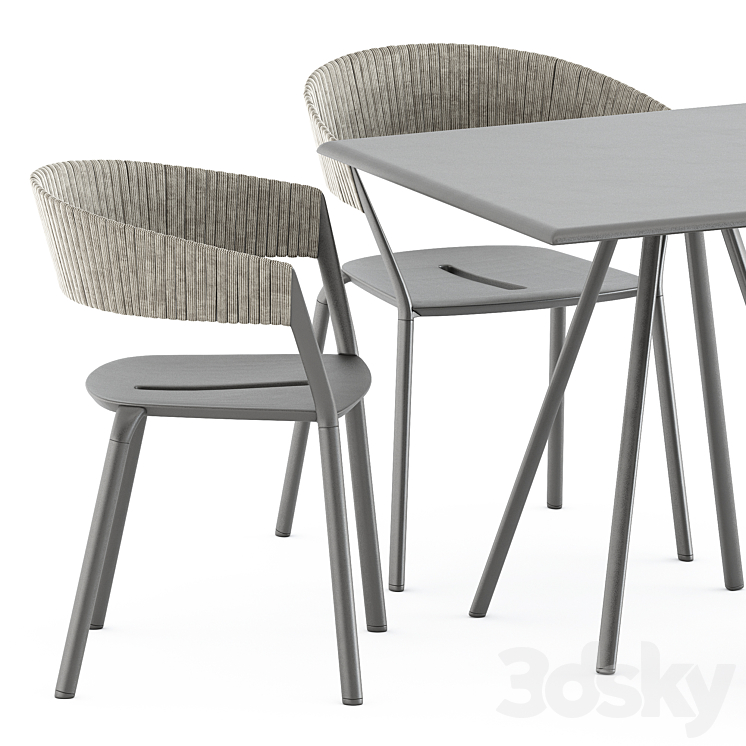 Zebra Square table and Ria Dining armchair by Fast 3DS Max Model - thumbnail 2