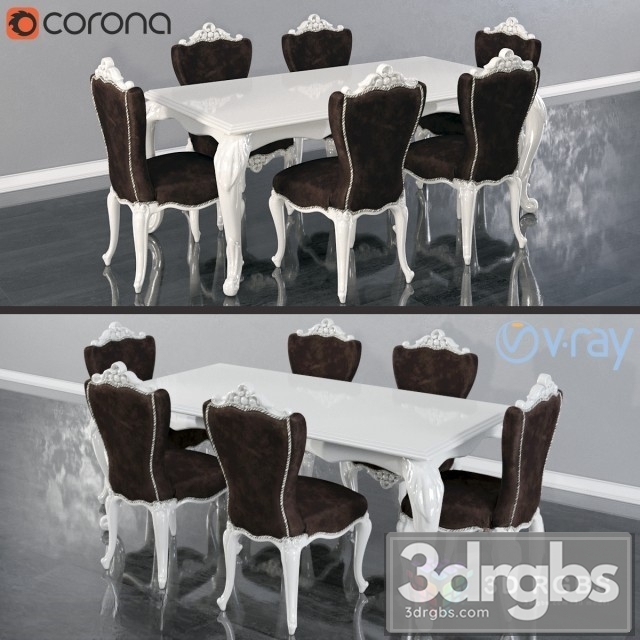 Zebrano Casa Emily Table and Chair 3dsmax Download - thumbnail 1