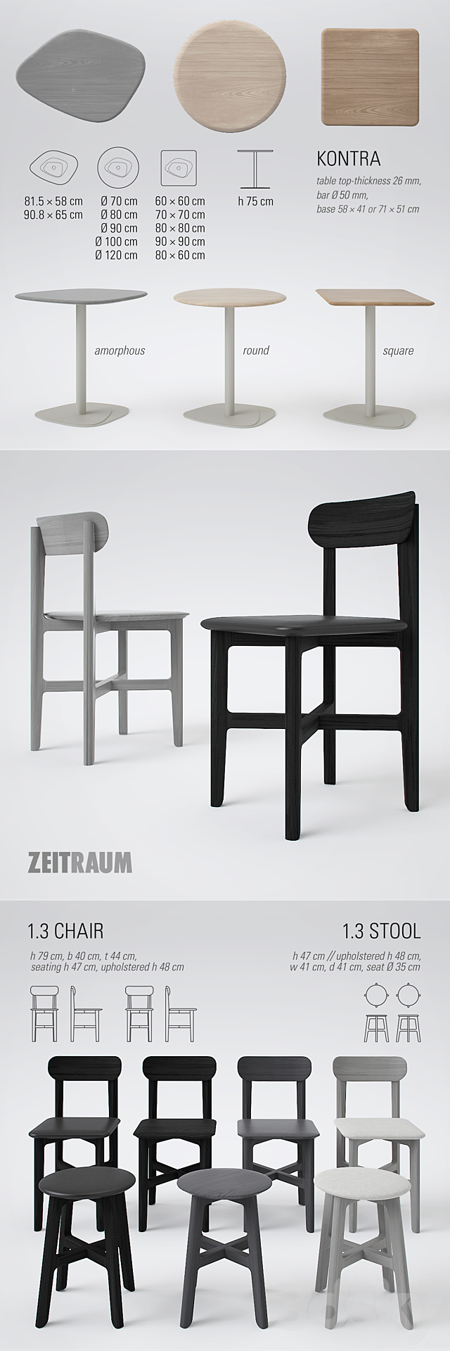 Zeitraum 1.3 Stool and 1.3 Chair with Kontra Table 3DS Max Model - thumbnail 2