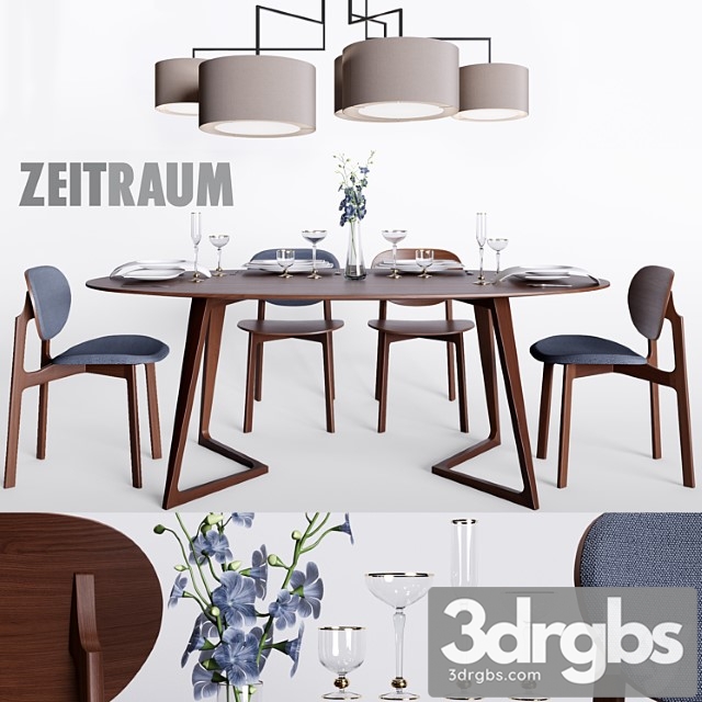 Zeitraum twist oval table & zenso chair & noon 5 lamp 2 3dsmax Download - thumbnail 1