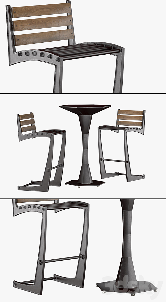 Zen Chair & Geo table 3DS Max Model - thumbnail 2