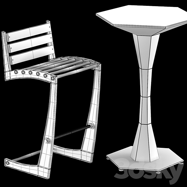 Zen Chair & Geo table 3DS Max Model - thumbnail 3