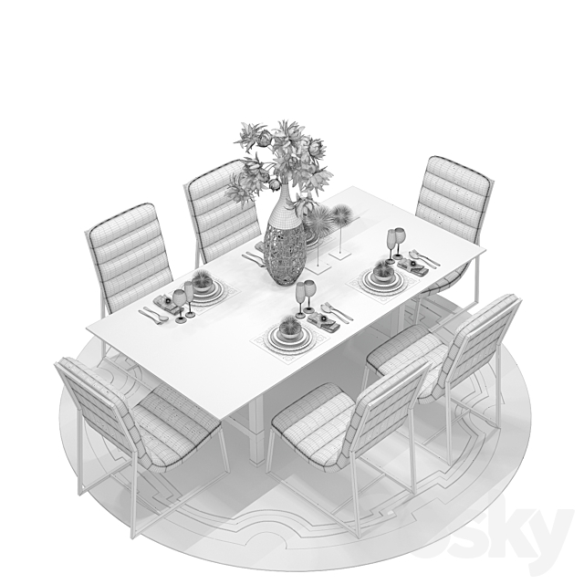 ZGALERIE_dining group_cost group 3ds Max - thumbnail 3