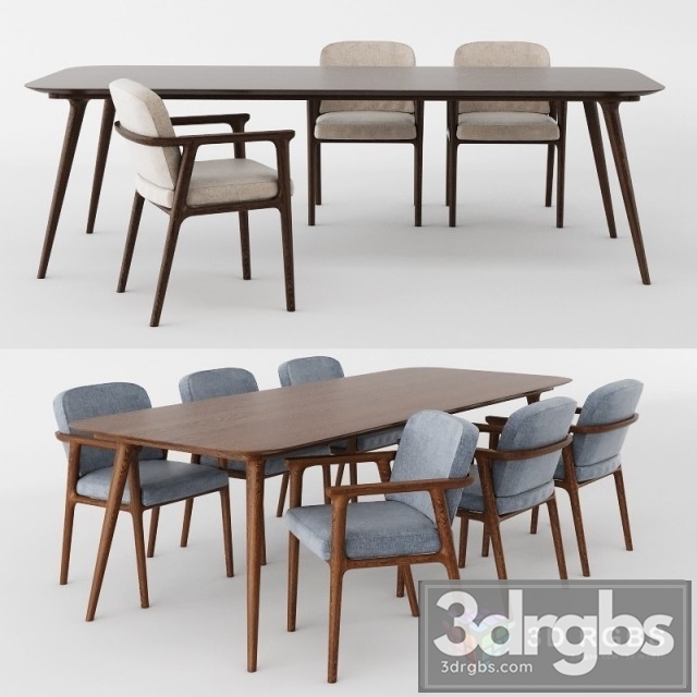 Zio Dining Table and Chair 3dsmax Download - thumbnail 1