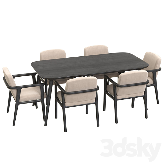 Zio Dining Table and Zio Dining Chair by Moooi 3DS Max Model - thumbnail 2