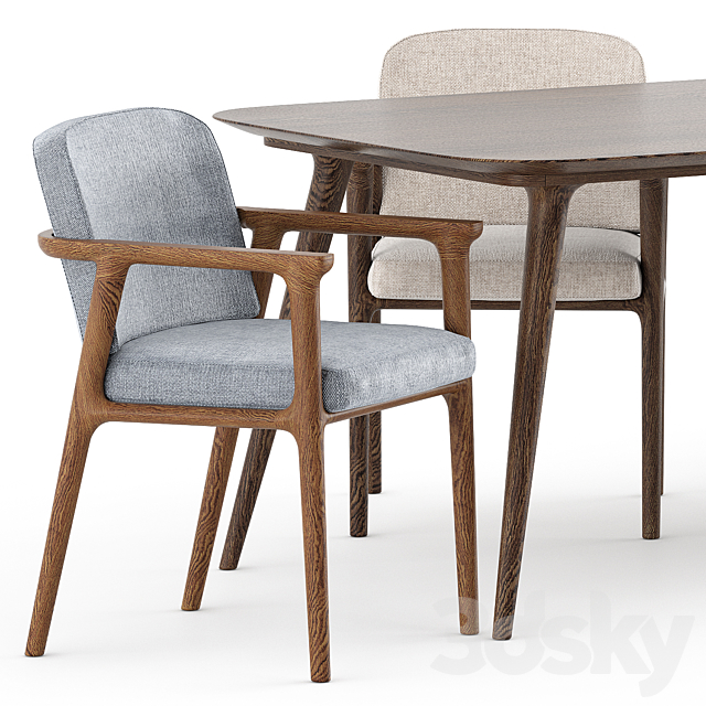 Zio Dining Table and Zio Dining Chair by Moooi 3DS Max Model - thumbnail 2