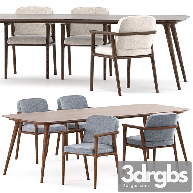 Zio Dining Table and Zio Dining Chair by Moooi 3dsmax Download - thumbnail 1