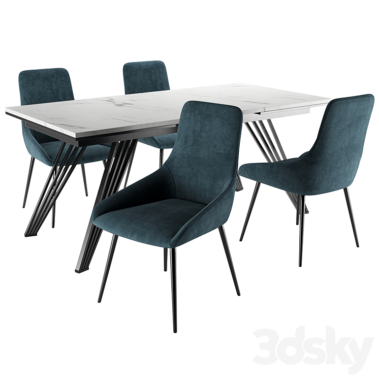 Zoe Chair and Parma Table 3DS Max Model - thumbnail 1