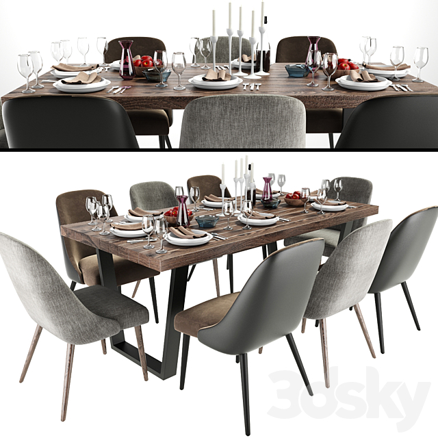 Zuma Pumice Accent Chair Dining Set 3DSMax File - thumbnail 1