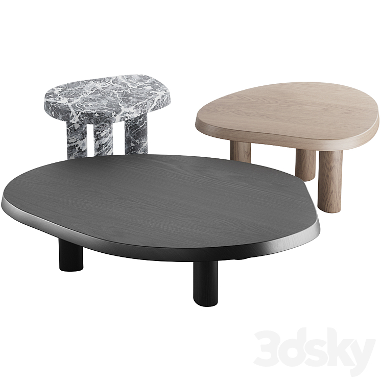 013 L Series Marble Wood Coffee Table 3DS Max Model - thumbnail 3