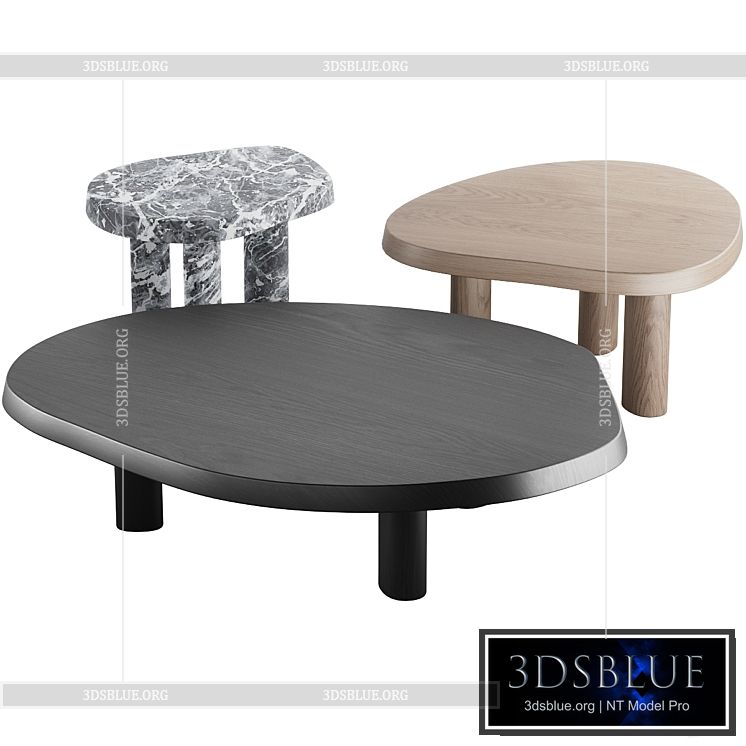 013 L Series Marble Wood Coffee Table 3DS Max - thumbnail 3