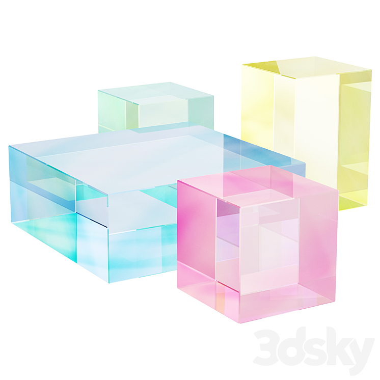 020 Multi-colored Pearl custom coffee table 03 3DS Max Model - thumbnail 2