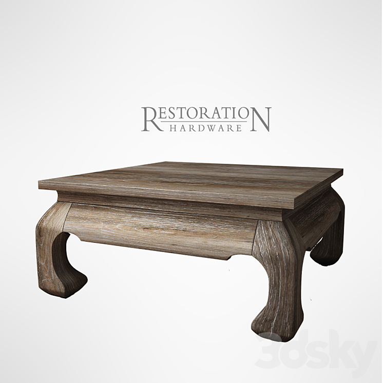 17TH C. SCHOLAR'S SQUARE COFFEE TABLE 3DS Max - thumbnail 2