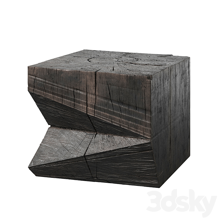 1st Dibs Sculpted Brutalist End Table CT 9 Solid Oak 3DS Max Model - thumbnail 1