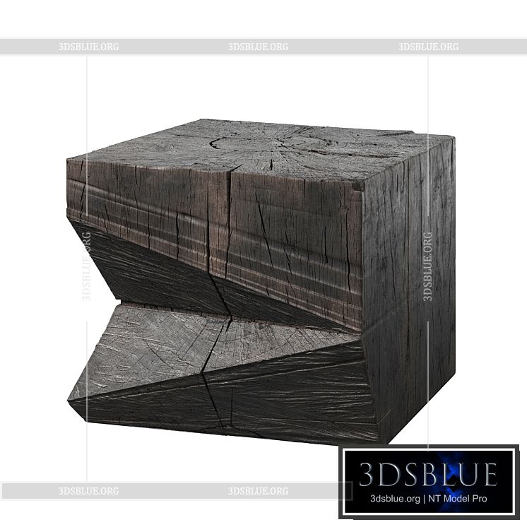 1st Dibs Sculpted Brutalist End Table CT 9 Solid Oak 3DS Max - thumbnail 3