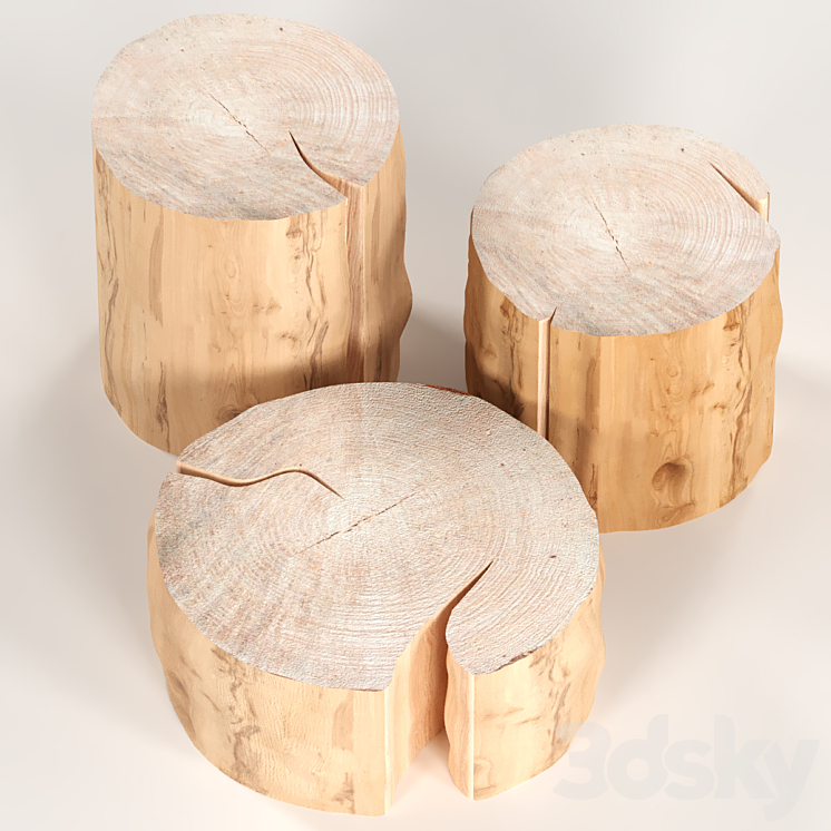 3 coffee table stump. 3DS Max - thumbnail 1