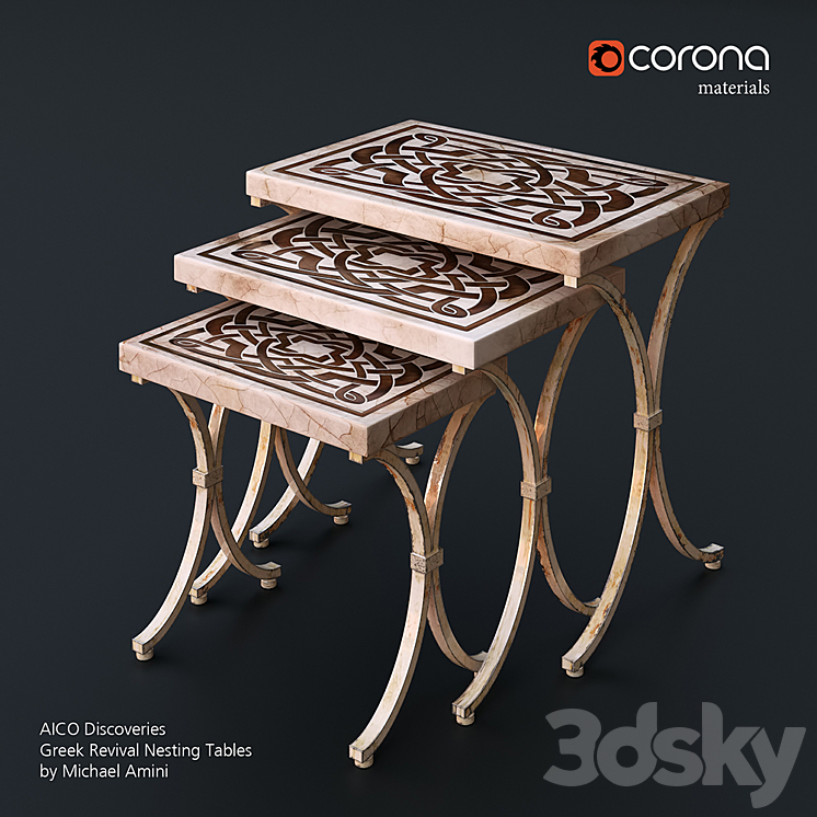 AICO Discoveries Greek Revival Nesting Tables by Michael Amini 3DS Max - thumbnail 1