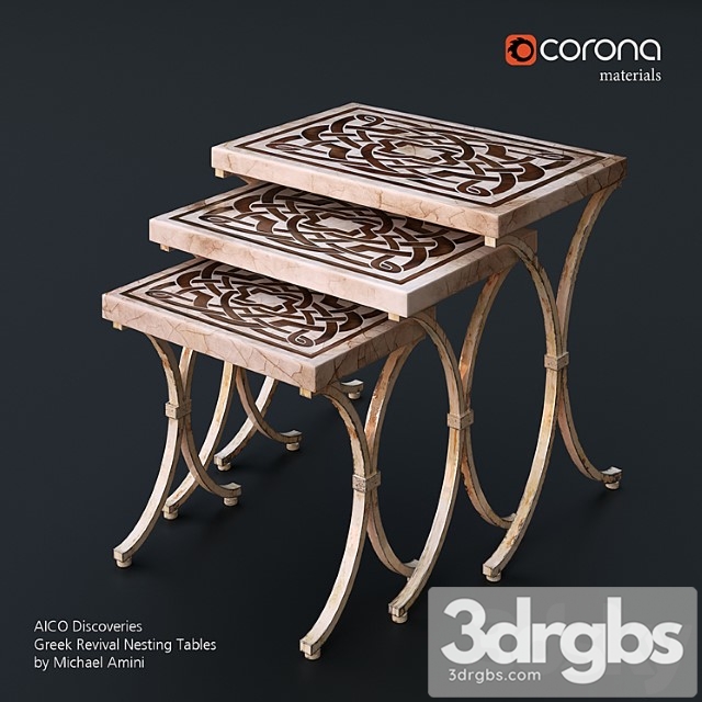 Aico Discoveries Greek Revival Nesting Tables By Michael Amini 3dsmax Download - thumbnail 1