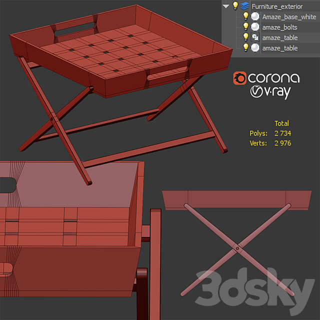 Amaze folding side table 3DSMax File - thumbnail 3