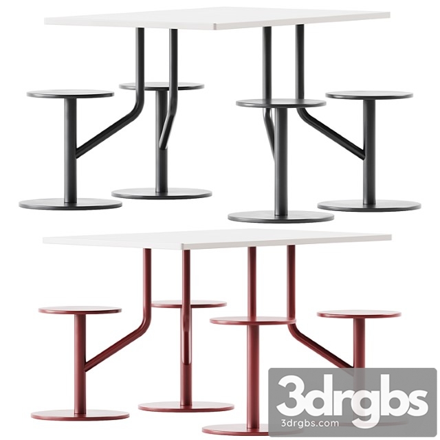 Ambrogio Four Table With Integrated Seats By Belca 3dsmax Download - thumbnail 1