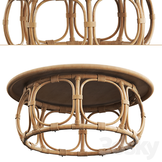 Anguilla Rattan Coffee Table 3DSMax File - thumbnail 2