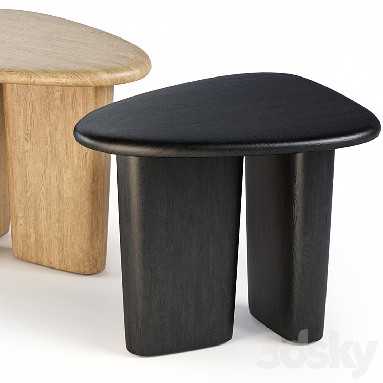 ANTHROPOLOGIE Kalle Sculptural Oak Side Table 3DS Max Model - thumbnail 2