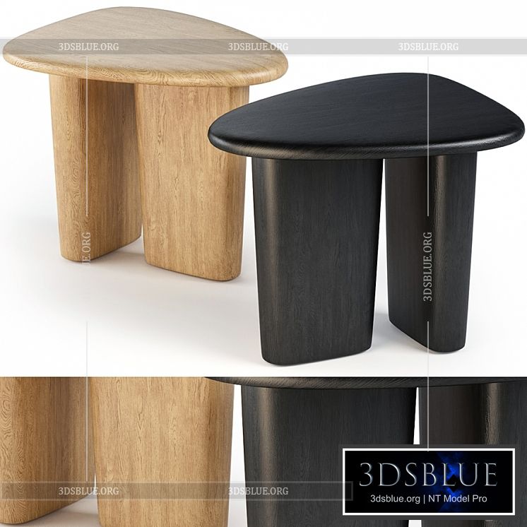 ANTHROPOLOGIE Kalle Sculptural Oak Side Table 3DS Max - thumbnail 3