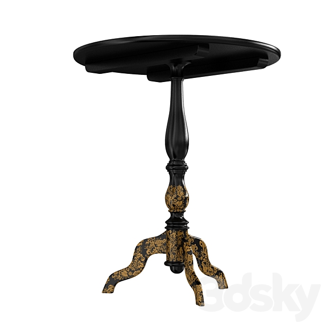 Antique Chippendale Style Black Lacquer MOP & Jade Inlaid Tea Table Chinoiserie Japaned 3ds Max - thumbnail 3